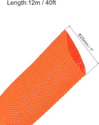 MECCANIXITY Braided Cable Sleeves Heat Shrinkable Fabric Sleeving, 1" 40ft Orange 2:1 Ratio Heat Shrinkable Cord Protector for Harness Cable, Network Cable Protection, Cable Management