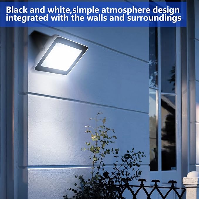 UFOND 3000 Lumen LED Flood Lights, Outdoor Waterproof Security Lights, 30W Floodlight with Plug, Adjustable Heads (2 Pack)