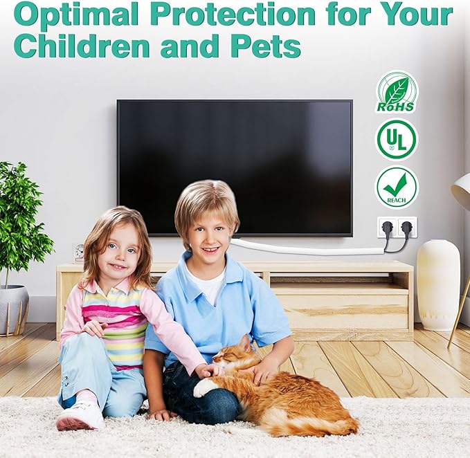 Dog and Cat Cord Protector 10ft - 1/2inch, Flexible Cable Sleeve for Easy Cord Management, Protects Cables from Pets Chewing, Ideal for USB, Power, Audio and Video Cords - White