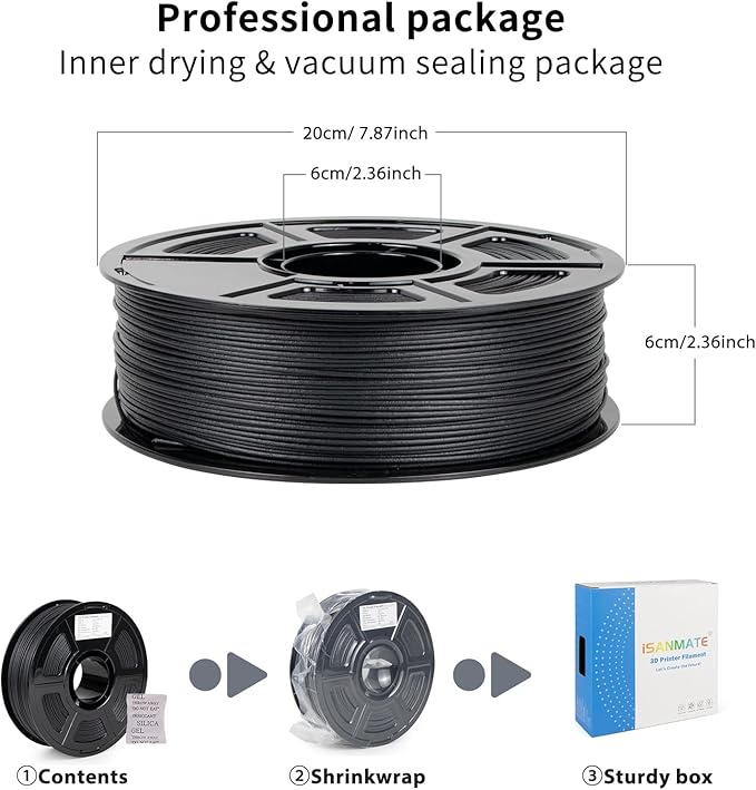 iSANMATE ASA-GF 3D Printer Filament, 15% Glass Fiber Reinforced, Superior Weather & UV Resistance, High Strength & Thermal Stability for Outdoor & High-Impact Applications (1kg, Black)