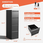 4 Drawer File Cabinet with Wheels,Metal Mobile Filing Cabinets with Lock,Black Rolling File Cabinet for Home Office,Heavy Duty Storage Cabinet for A4/Letter/Legal Size File,Assembly Required