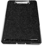 Clipboard with Storage Slim Folding for Nursing, Teachers, Coaches & Office, Plastic Heavy Duty with Pen Holder (9.5” x 13.5”) (Black White Splatter)