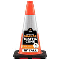 Xpose Safety 18 Inch Orange Traffic Cones with 6" Collar - 1 Pack Multipurpose PVC Plastic Safety Cone for Parking, Soccer, Caution, Kids and Construction - DOT Approved