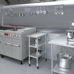 AmGood Stainless Steel Work Table with 2 Shelves and Casters | Metal Utility Table On Wheels (Stainless Steel Work Table with 2 Shelves + Casters, 15" Long x 30" Deep)