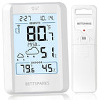 Indoor Outdoor Thermometer Wireless Weather Station with 330FT Range Remove Sensor Inside Outside Digital Hygrometer Thermometer Battery Powered Temperature Gauge Humidity Monitor with Clock&Backlight