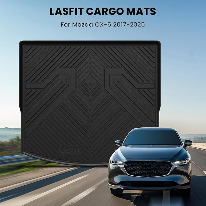 LASFIT Cargo Liner for Mazda CX5 2017-2025 (Fit Upper Cargo), TPE Custom Fit All Weather Trunk Mat for 2017 2018 2019 2020 2021 2022 2023 2024 2025 CX 5 Cargo Tray Accessories, Black