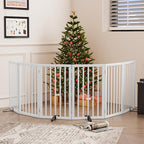 Dog Gates for Doorways, Tall Dog Gate Indoor, Foldable Pet Gates for Doorways Bedroom, Freestanding Puppy Gate with Metal Support Feet, Room Divider,6 Panels (White)