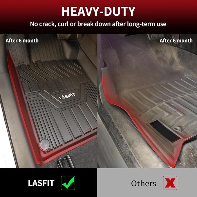 LASFIT Floor Mats for Nissan Rogue 2021-2026 (Not Fit Rogue Sport), Custom Fit All Weather Protection Durable TPE Floor Liners for Nissan Rogue S/SV/SL/Platinum 2021-2026 1st & 2nd Row Car Mats, Black