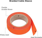 MECCANIXITY Braided Cable Sleeves Heat Shrinkable Fabric Sleeving, 5/8" 10ft Orange 2:1 Ratio Heat Shrinkable Cord Protector for Harness Cable, Network Cable Protection, Cable Management