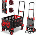 2 in 1 Hand Truck Dolly Foldable, 330LB Folding Hand Truck Heavy Duty Carrying, Folding Hand Cart with Retractable Handle Dolly Cart for Moving