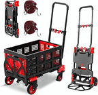 2 in 1 Hand Truck Dolly Foldable, 330LB Folding Hand Truck Heavy Duty Carrying, Folding Hand Cart with Retractable Handle Dolly Cart for Moving