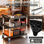 Utility Cart with Wheels, 3 Tier Rolling Cart with Tangle-Free Wheels(2 with Brakes), Heavy Duty 450 Lbs Capacity,Commercial Serving Cart for Home, Office, Restaurant, Warehouse.40×19.7"×38"