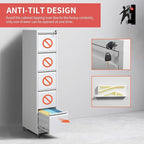5 Drawer File Cabinet with Wheels,Metal Mobile Filing Cabinets with Lock,White Rolling File Cabinet for Home Office,Heavy Duty Storage Cabinet for A4/Letter/Legal Size File,Assembly Required