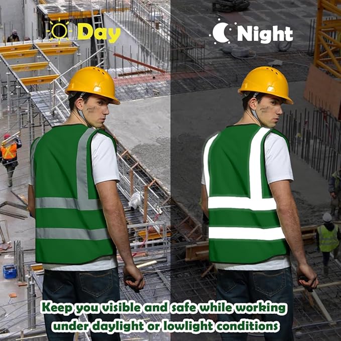 BeautyWill Custom Logo 10/20 Pack Safety Vest Class2 High Visibility Vest with Pockets Breathable Construction Vest Bulk