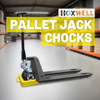 Pallet Jack Wheel Chock 2 Packs, Premium Pallet Jack Stopper for Truck 13.4" Length x 10.6" Width x 1.9" Height (Yellow)