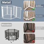 Metal Freestanding Dog Gates with Door for Outdoor Indoor,80'' Extra Wide 36'' Tall Free Standing Dog Gate for Doorways,Large Openings,Deck,Yard,Porch,Foldable Pet Fence(White,4 Panels)
