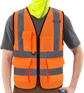 A-SAFETY High Visibility Mesh Safety Reflective Vest with Pockets and Zipper,Hi Vis Viz Reflective Safety Vest(Orange Mesh 4XL-5XL)