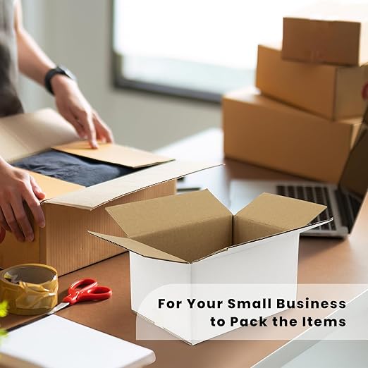 Golden State Art 6x6x6 Inches White Shipping Boxes 28 Pack, Corrugated Cardboard Box for Small Business Mailing Shipping and Storage