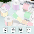 Ctosree 500 Pcs/ 1 Roll Thermal Sticker Labels Self Adhesive Direct Thermal Labels Multipurpose Printer Stickers for DIY, Name Tag(Round,2 Inches,Macaron Gradient Color)