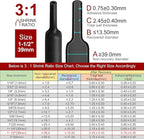 Chanzon 1-1/2 inch (40mm) Type G Waterproof Heat Shrink Tubing Marine 3:1 Ratio with Eventronic Dual Wall Adhesive Tubes Glue Inside 39G Black 80Ft/25M 1pcs