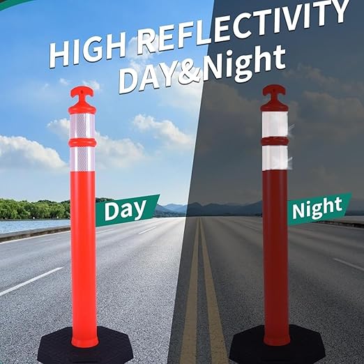 3PACK BESEA Traffic Delineator Cone 45”High Orange Traffic Safety Delineator Cones with Heavy Duty Rubber Base for Construction Site, Road Parking, People Control in Public(3PACK)