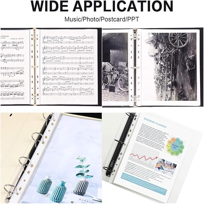 Sheet Protectors, HERKKA 500 Pack Upgrade Clear Plastic Page Protectors Sheet Reinforced 11-Hole Fit for 3 Ring Binder Fits Standard 8.5 x 11 Paper, 9.25 x 11.25 Top Loaded, Acid Free