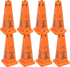 Do Not Enter Sign, 26.4-Inch Safety Cone, Orange Plastic, High-Visibility, Weatherproof, Slip-Resistant Base, Stackable, Traffic Warning Sign -8 Pack