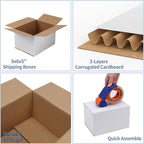 Hoikwo 8x6x5 (external dimensions) Small Shipping Boxes Set of 25, White Corrugated Cardboard Box for Small Business for Packaging Mailing