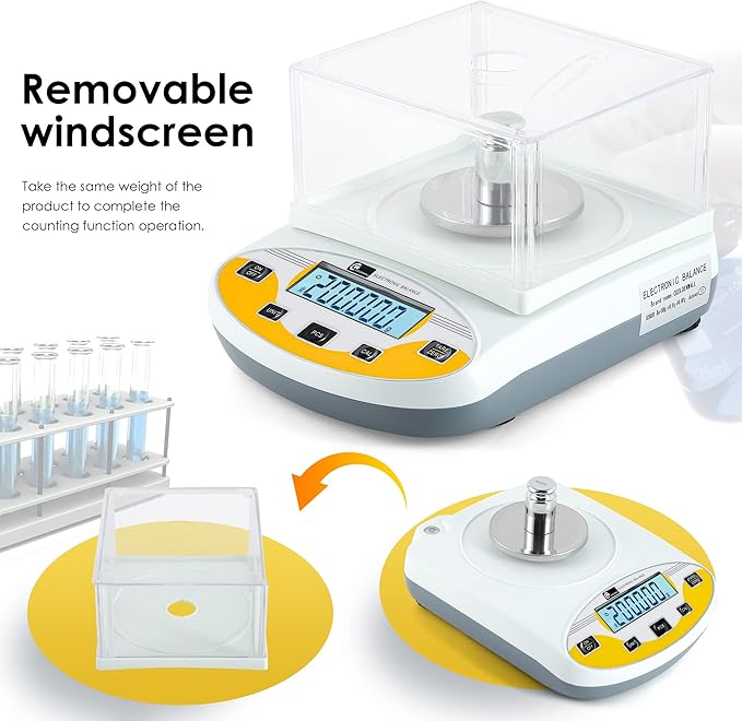 CGOLDENWALL Lab Scale 0.001g Laboratory Analytical Balance Digital Jewelry Weighing Scale 1mg Precision Electronic Scientific Scale Calibrated 110V (500g, 0.001g)