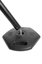 Xpress Safety Stanchion– 11’ Premium Polyester Belt, Universal 4-Way Connection, Rubber Base, Handle, 40” Height, 21 lbs – (Outdoor Black Post, Rubber Base, 11’ Chevron Yellow/Black Webbing)