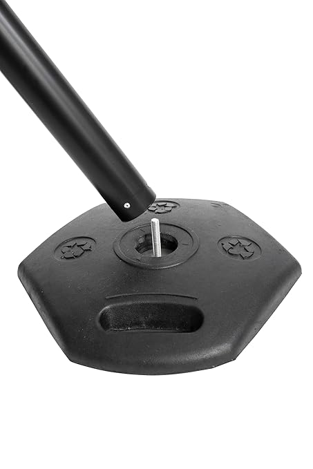 Xpress Safety Stanchion– 11’ Premium Polyester Belt, Universal 4-Way Connection, Rubber Base, Handle, 40” Height, 21 lbs – (Outdoor Black Post, Rubber Base, 11’ Chevron Yellow/Black Webbing)