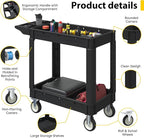 Heavy Duty Utility Rolling Tool Cart, 550 lbs Capacity Utility Service Cart with Two Trays and Wheels, 40 x 17-Inch Rolling Service Carts Huge Storage, Garage, Warehouse, Workshop, Black