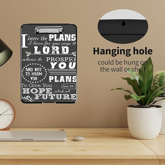 A4 Clipboards,Heavy Duty Waterproof Nursing Plastic Folder Clipboard with Storage Clip Boards,File Folder Storage Box Clipboard Case for Teacher,Doctor,Offices,Jeremiah 29-11 Bible Verse