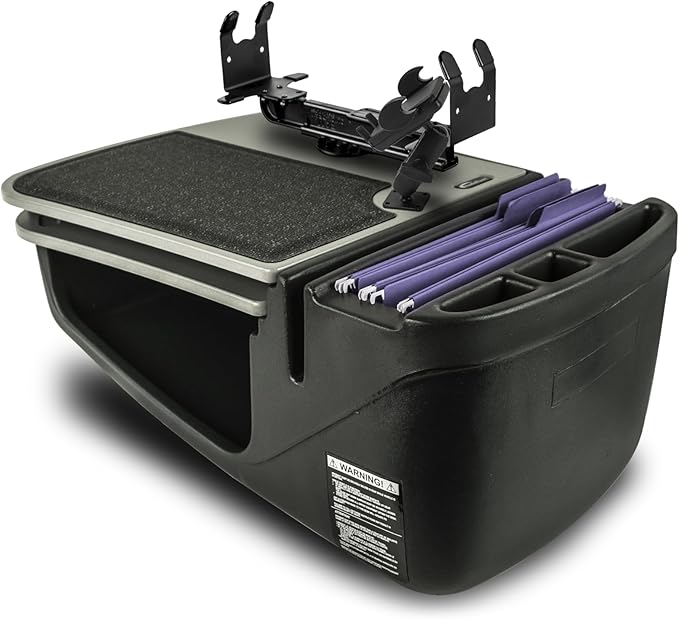 AutoExec AE-GMCD-PI-PM-PS-GT GripMaster Car Desk for Your Vehicle Workstation and Mobile Office, Grey with 400 watt Power Inverter, Phone Mount and Printer Stand