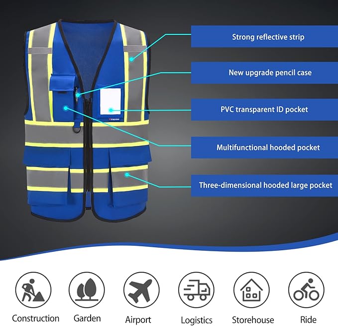 AYKRM Custom Logo Personalised Printed High Visibility Reflective 2 two tone work construction Safety Vest