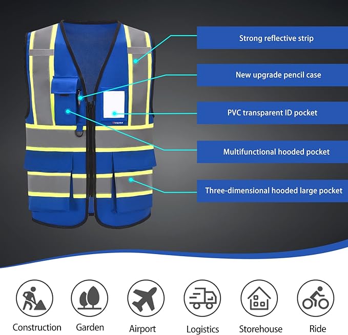 AYKRM Custom Logo Personalised Printed High Visibility Reflective 2 two tone work construction Safety Vest