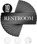 ASSURED SIGNS Restroom Sign - Ideal Bathroom Signs for the Office, Business or Home - 10 Pack - 9" by 3" - Apply to Door or Wall - Nice Bathroom Decor - Strong Double-Sided Adhesives