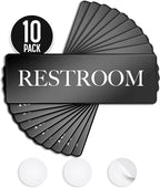 ASSURED SIGNS Restroom Sign - Ideal Bathroom Signs for the Office, Business or Home - 10 Pack - 9" by 3" - Apply to Door or Wall - Nice Bathroom Decor - Strong Double-Sided Adhesives