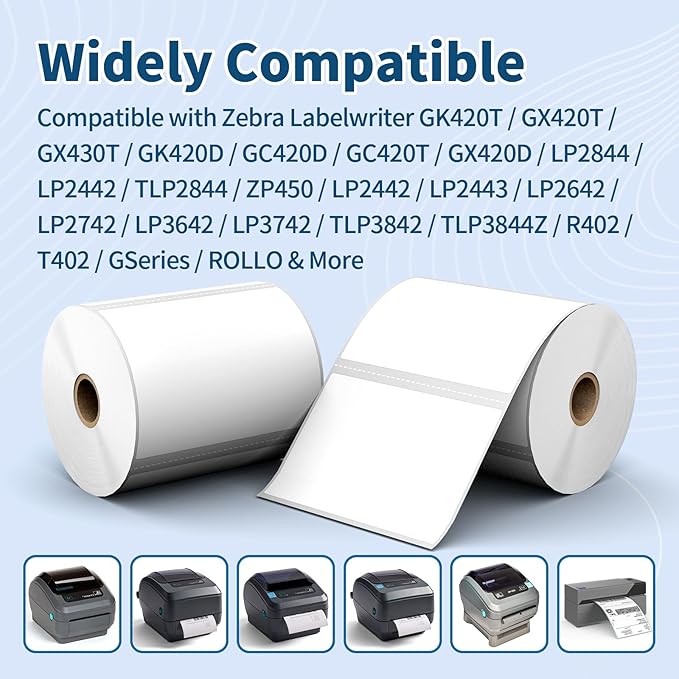12 Rolls 4" x 3" Direct Thermal Labels - Shipping & Multipurpose Paper for Barcode Postage - Adhesive & Perforated, Compatible with Zebra Desktop Printers & Rollo Label Printer,500pcs/Roll