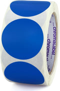 ChromaLabel 2 Inch Round Label Removable Color Code Dot Stickers, High Visibility for Warehouse Inventory, 500 Labels per Roll, Dark Blue