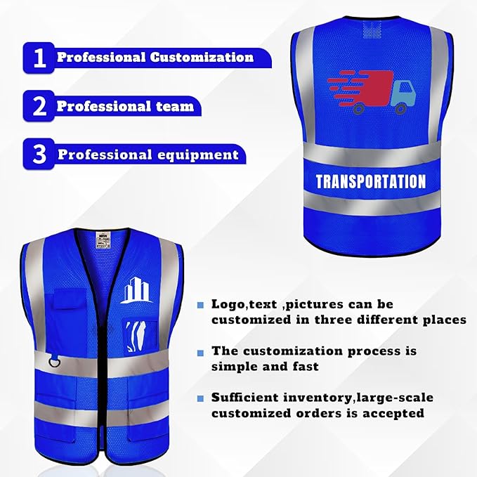 BeautyWill Custom Safety Vest Logo Class 2 High Visibility Reflevtive Vest Outdoor Protective Workwear