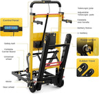 Electric Stair Climbing Dolly, Heavy Duty, Powered Stair Climber Dolly Cart with 6 Wheels Motor Powered for Furniture Logistics Warehouse, Black & Yellow, 120W