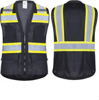ProtectX 6 Pockets High Visibility Safety Vest for Men Women Class 2 Reflective Hi Vis Work Construction Vest