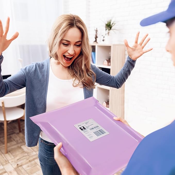 Fuxury Poly Mailers 12x15.5 Inch 500 Pcs, Bulk Shipping Bags for Clothing, Strong Adhesive Shipping Envelopes for Small Business Suppliers,Waterproof Mailers Poly Bags Mailing Envelopes Light Purple