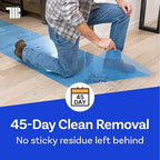 Floor Protection Film, 24 inch x 200' roll, Made in USA, Blue Self Adhesive Floor Protector for Moving and Construction, Temporary Covering for Protection of Hardwood, Tile, Other Hard Surfaces