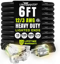 6ft Outdoor/Indoor Extension Cord 3-Outlet 12/3 Gauge Extra Heavy Duty ETL Listed, 3 Prong SJTW, Waterproof, Flexible Cold-Resistant Long Power Cord,15A 125V 1875W, Black by LifeSupplyUSA
