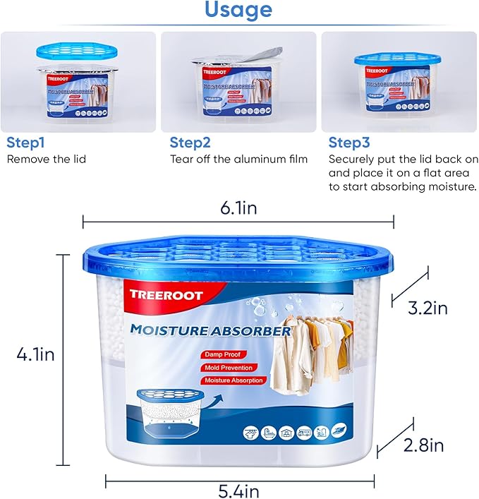 10 Pack Moisture Absorbers, 14 OZ Humidity Absorber Bucket, Moisture Absorbers for Closet, Dehumidifier Bucket for Wardrobes, Kitchens and Bathrooms, Fragrance Free Humidity Absorber