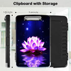 Clipboard with Storage,Office Supplies Nursing Clipboards Folder with Pen Holder Plastic Storage ClipBoard Foldable for Teacher Nurse,Purple Lotus
