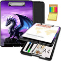 Clipboard with Storage,Office Supplies Nursing Clipboards Folder with Pen Holder Plastic Foldable Clip Board with Storage for Nurse Teacher,Purple Dragon