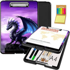 Clipboard with Storage,Office Supplies Nursing Clipboards Folder with Pen Holder Plastic Foldable Clip Board with Storage for Nurse Teacher,Purple Dragon